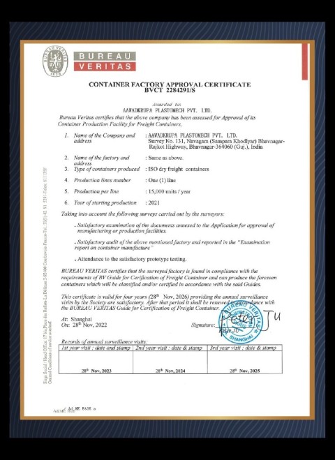 BV Certificate for factory approval