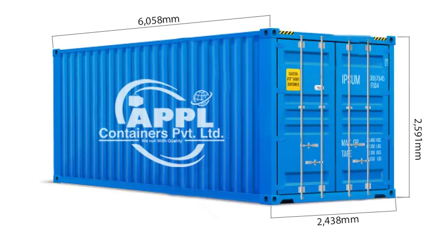 External Dimension of 20 feet General Purpose container