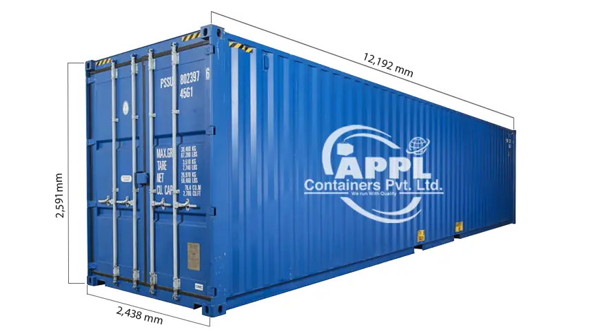 external dimensions of 40 Feet General Purpose Container