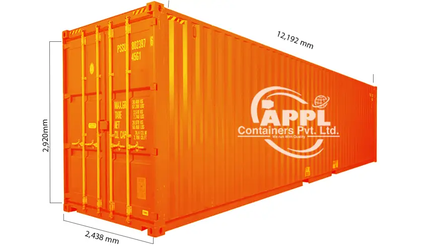 external dimensions of 40 Feet High Cube Container 